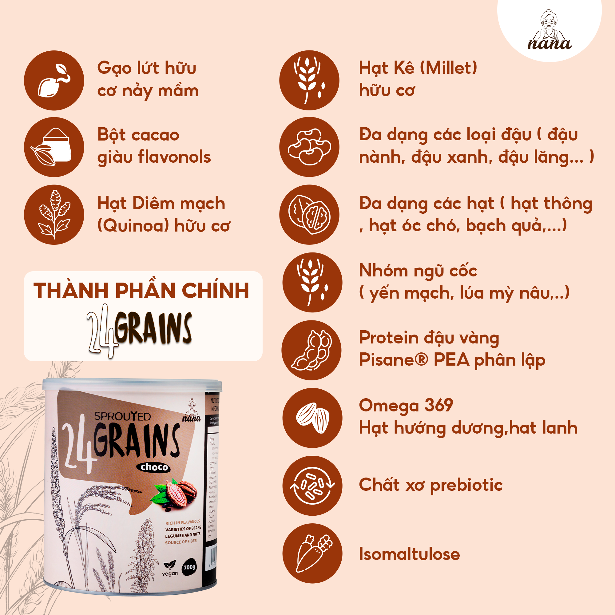 Combo 2 Hộp Sữa Hạt Gạo Lứt Hữu Cơ Millet &amp; 24Grains Hộp 700g Cho Trẻ Từ 3 Tuổi &amp; Người Lớn Bổ Sung Dinh Dưỡng Vegan - 24Grains