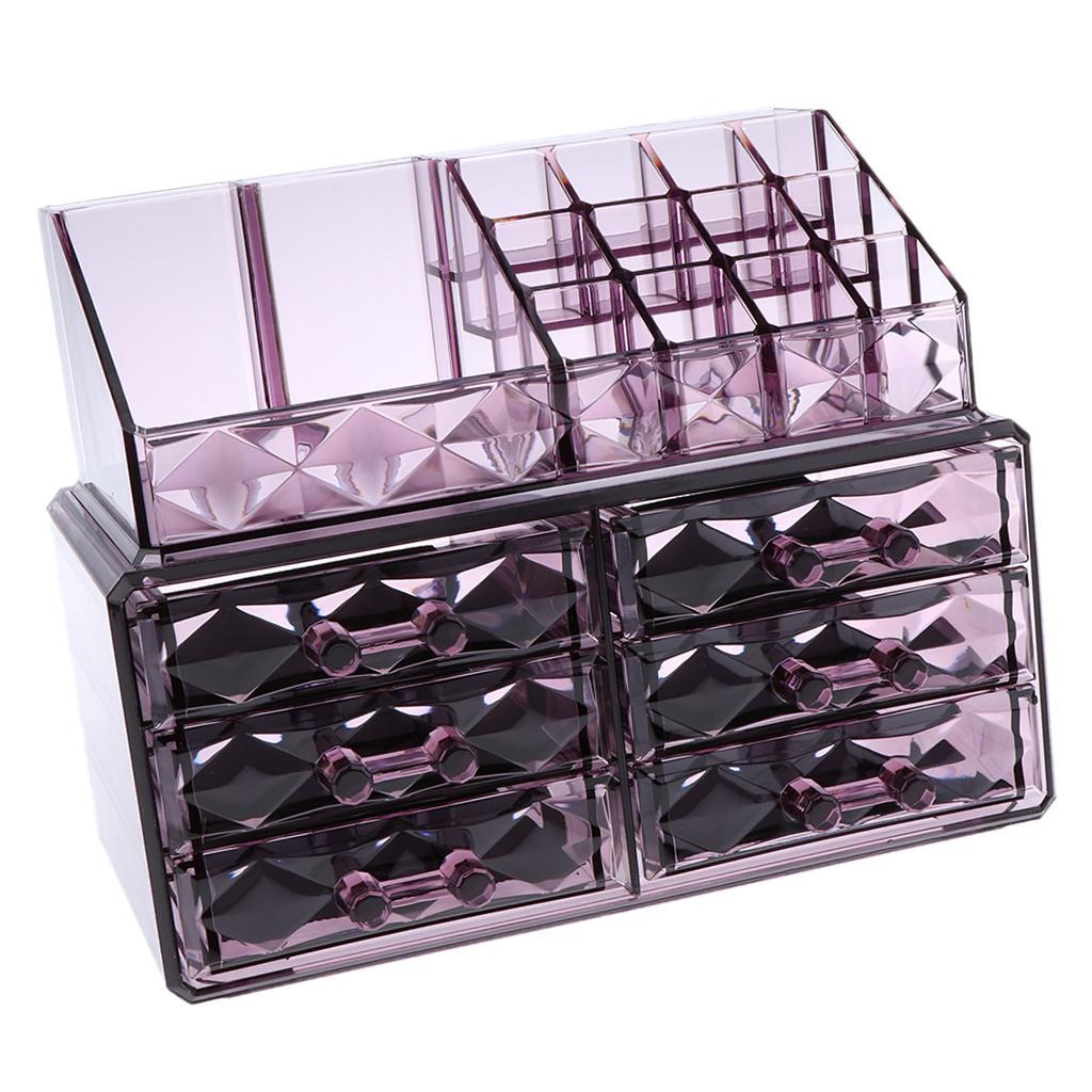 6 Drawers Acrylic Makeup Brush Nail Polish Cosmetic Holder Storage Organizer