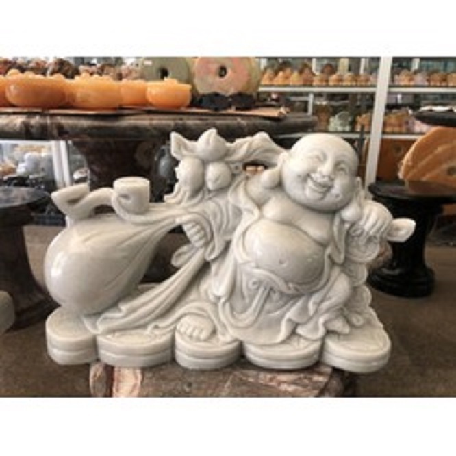 Tượng Phật Di Lặc Cao 80cm Điêu Khắc Từ Đá Tự Nhiên Nguyên Khối - Trang Trí Phong Thủy Chất Lượng