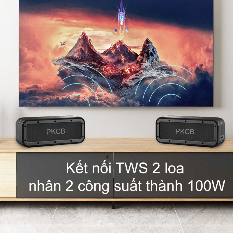 Loa Bluetooth speaker Loa di động chip DPS khuyếch đại âm thanh công suất lớn 50W Kết nối TWS lên 100W Hàng Chính Hãng