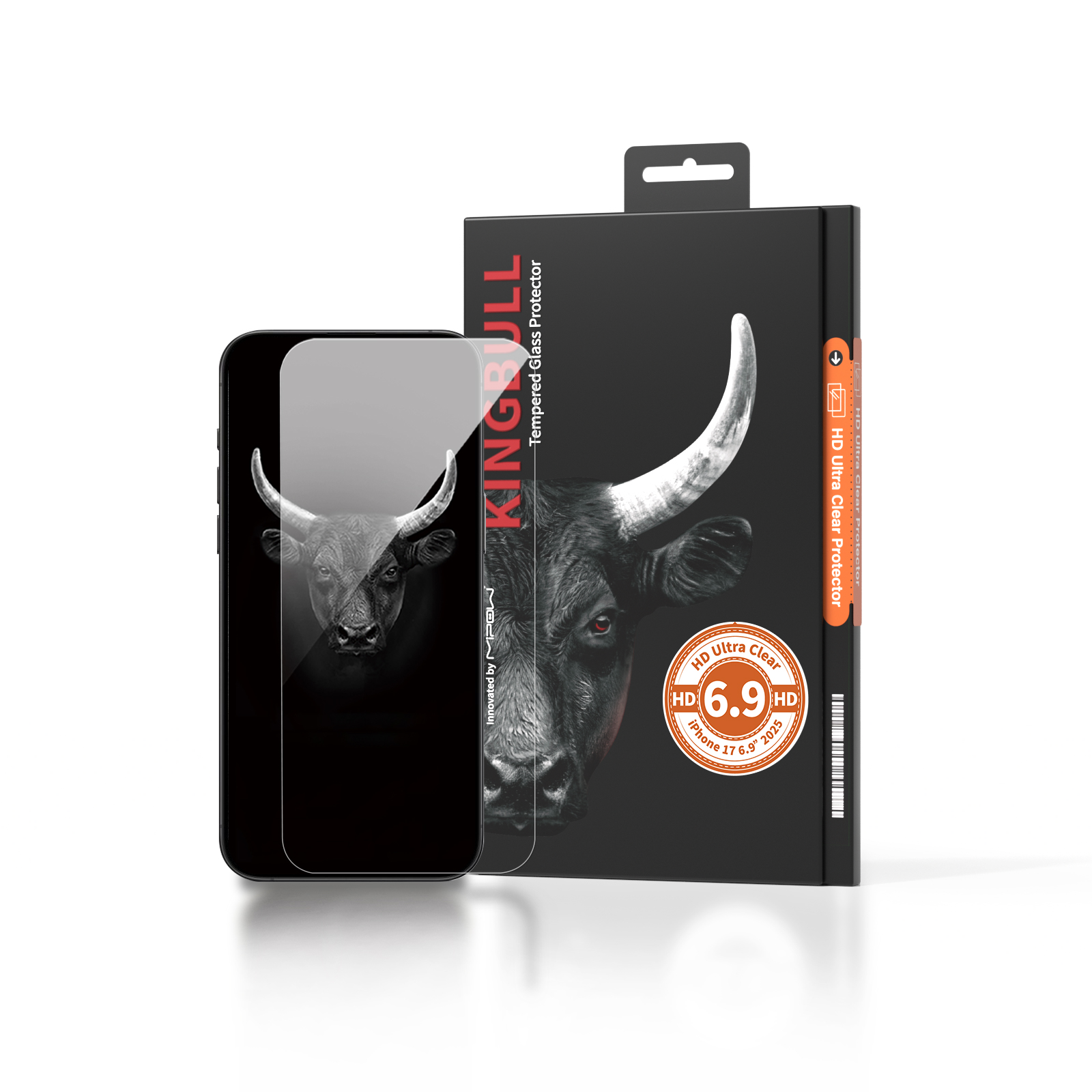 Kính Cường Lực Mipow Kingbull cho iphone 17 Series Trong Suốt HD/ 3D Silk Premium/ Không Viền Đen Hd Ultra Clear/ Chống Nhìn Trộm/ Chống Sáng Xanh/ Chống Phản Quang_ Hàng chính hãng