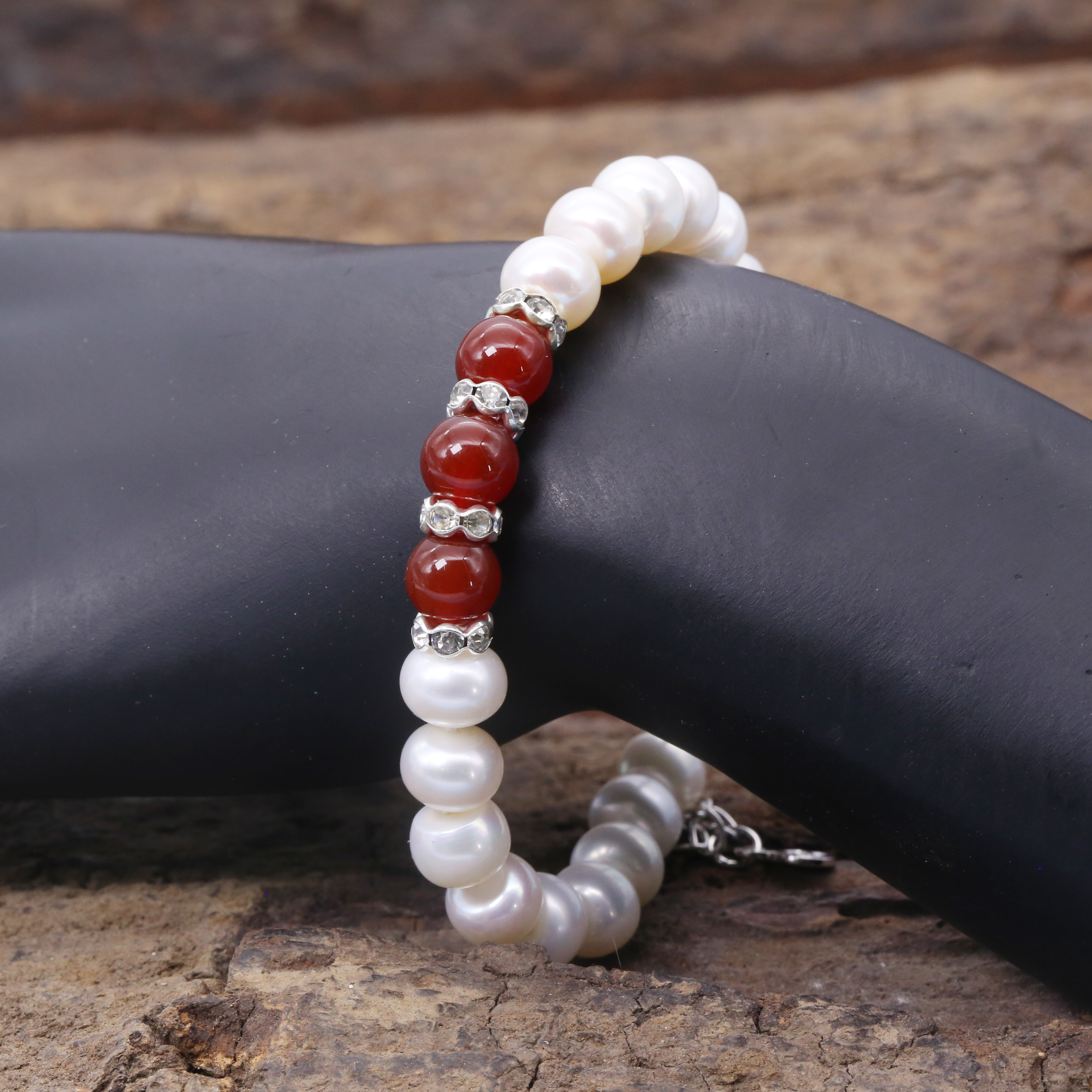 Lắc Tay Nữ | Lắc Tay Nữ Ngọc Trai Kết Hợp Đá Mã Não L0910 - Bảo Ngọc Jewelry