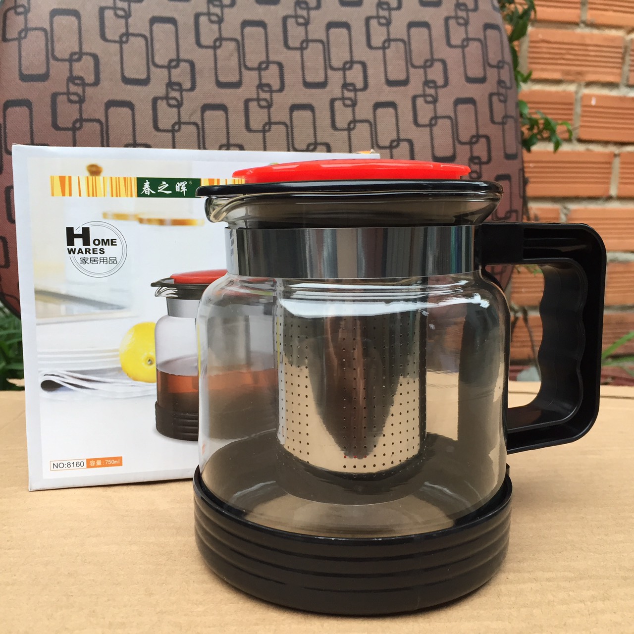 Bình pha trà, Ấm pha trà thủy tinh chịu nhiệt kèm bộ lọc inox - Dung tích 750ML