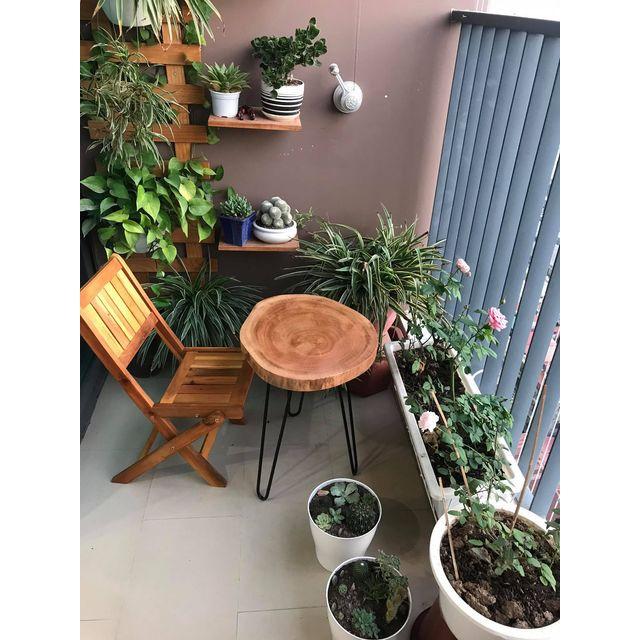 Bàn trà sữa trà chanh gỗ xà cừ chân hairpin cao 40 - 2 thanh | bàn trà chanh vỉa hè| bàn cafe
