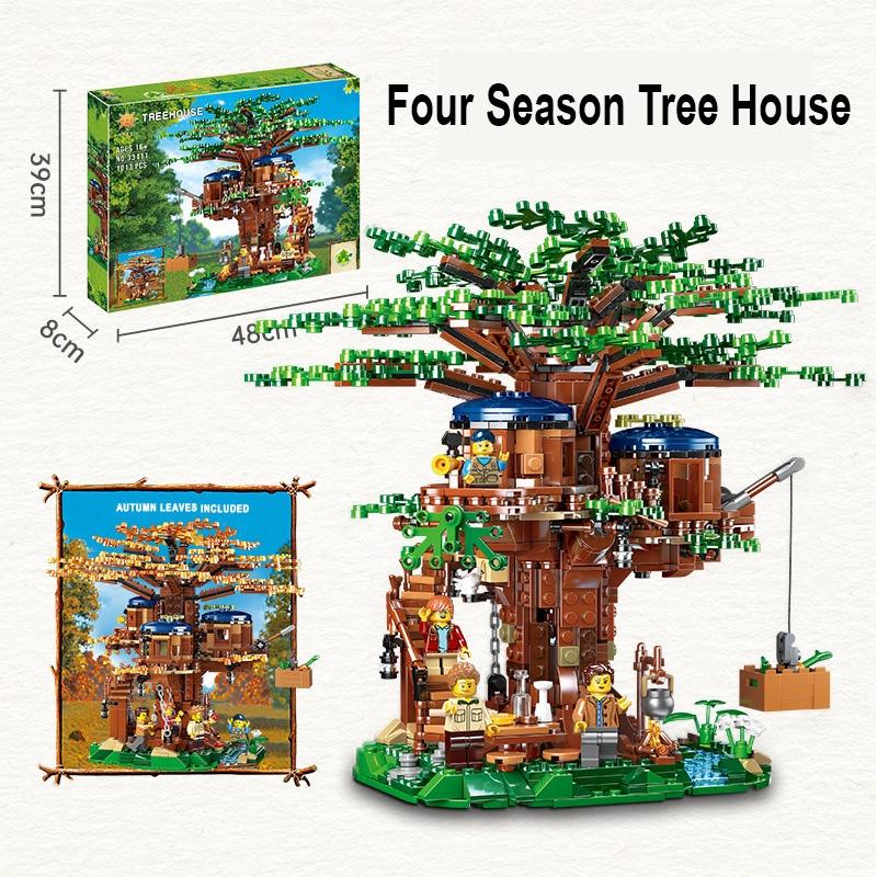 (1013 Chi Tiết)Bộ đồ chơi lắp ráp kiểu Lego Four Seasons Tree House Ngôi Nhà Trên Cây model 33111