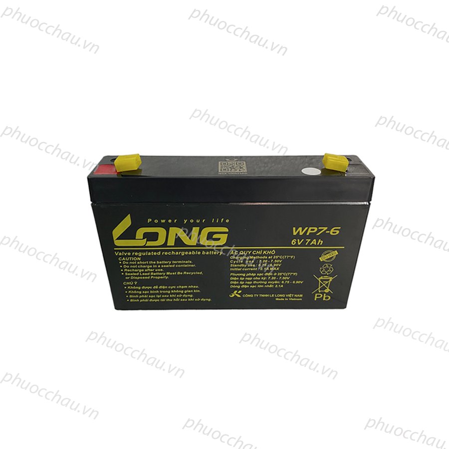 Ắc Quy LONG WP7-6 6V 7AH Chính Hãng Dùng Cho Lưu Điện Cửa Cuốn, Cân Điện Tử, UPS,...