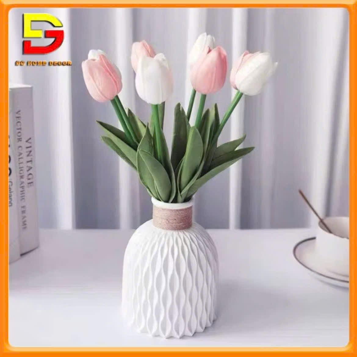 Lọ Hoa Bình Hoa Tulip Để Bàn Cao 35cm Trang Trí Phòng Khách Bàn Học DG-560
