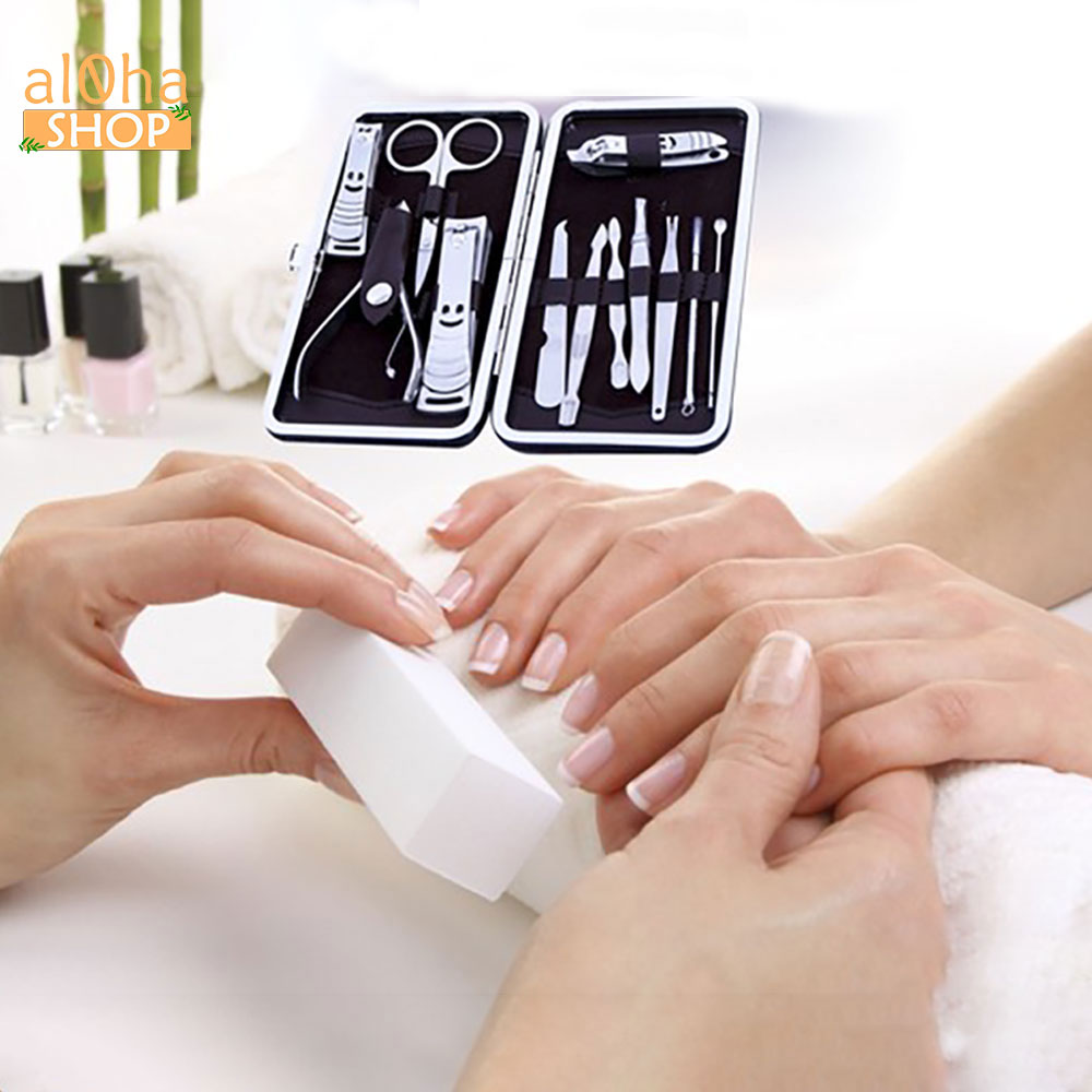 Bộ 12 món làm móng bấm, cắt móng tay, lấy ráy tai Nail Clipper thép không gỉ - al0ha Shop