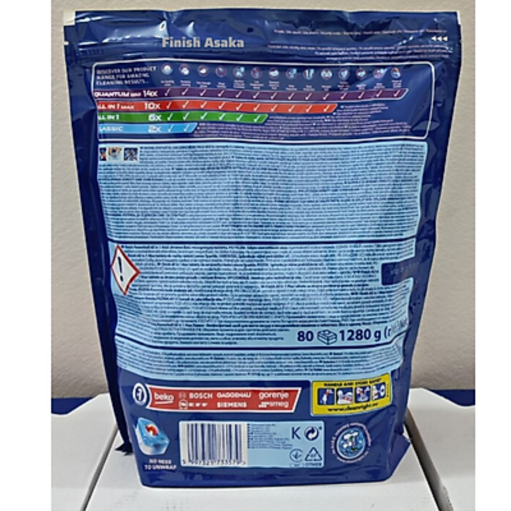 Túi 80 viên rửa chén Finish All In 1 Max Dishwasher Tablets QT025451