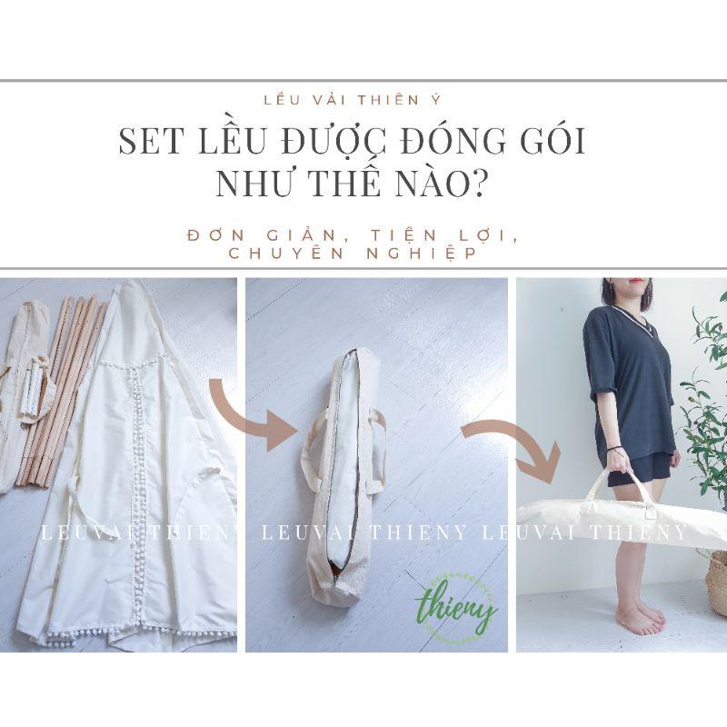 Lều vải cho bé mẫu khủng long vải canvas kaki cotton 100% cọc gỗ tự nhiên/ Lều trong nhà/Ngoài trời