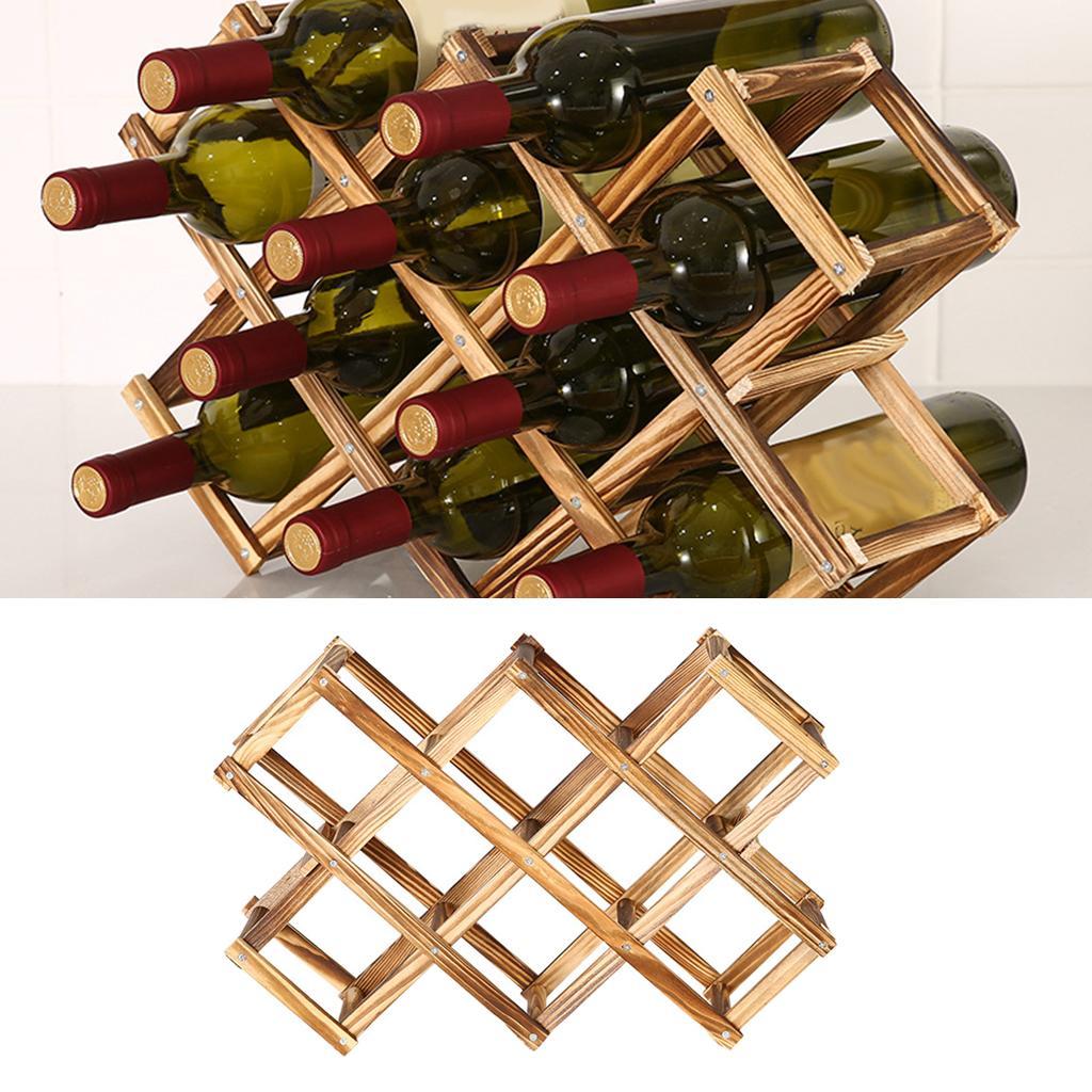 2 Pieces Wood Red Wine Rack Wine Racks Wine Bottle Holder Bar Freestanding