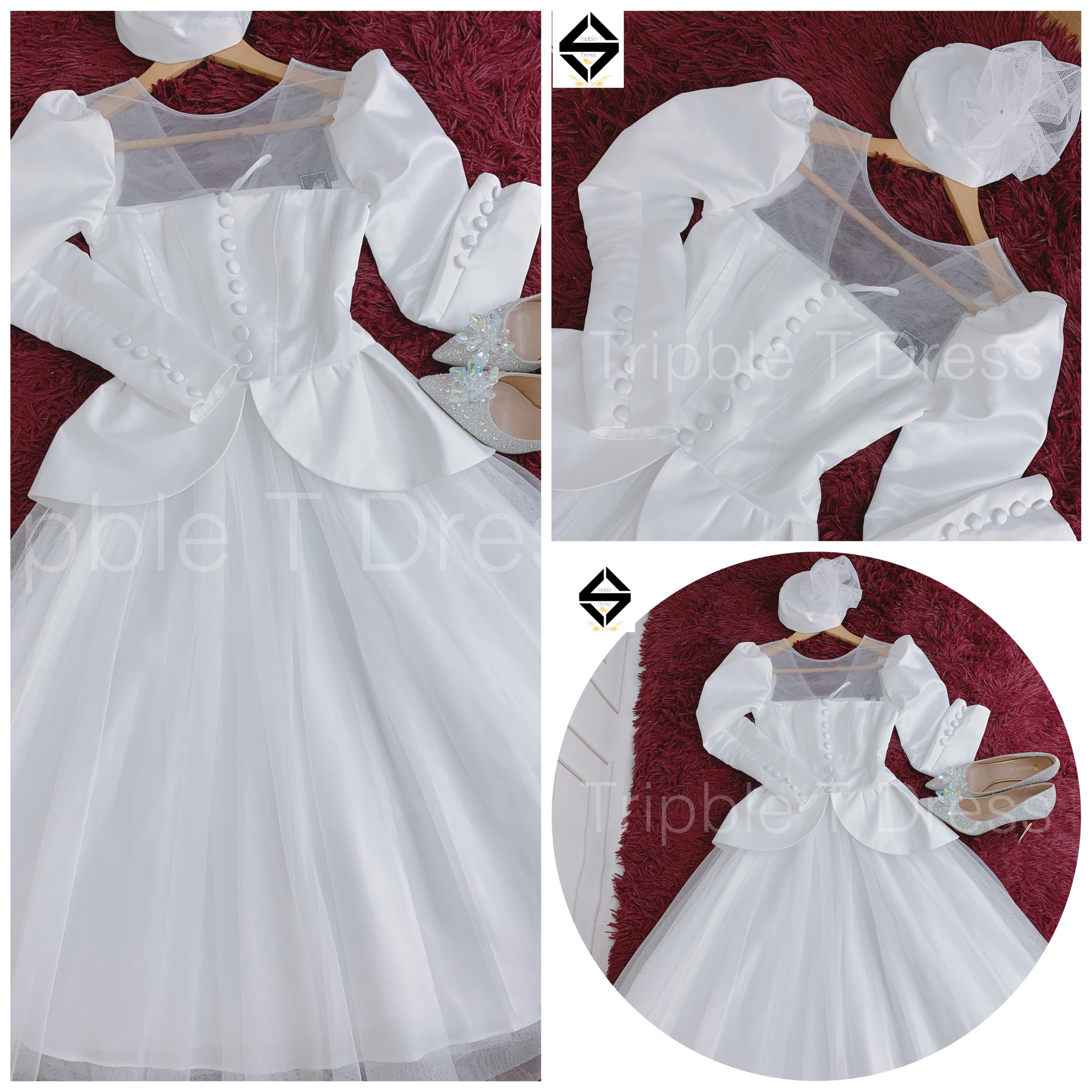 Đầm xoè phong cách quý tộc sang trọng kèm nón đội đầu TRIPBLE T DRESS - size S/M/L - MS174Y