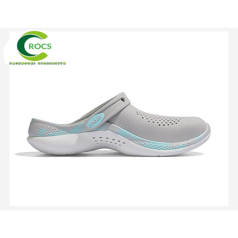 Dép sục nhựa đi mưa chống hôi chân CrocsCroslite Literide 360 clog màu Ghi / Loang