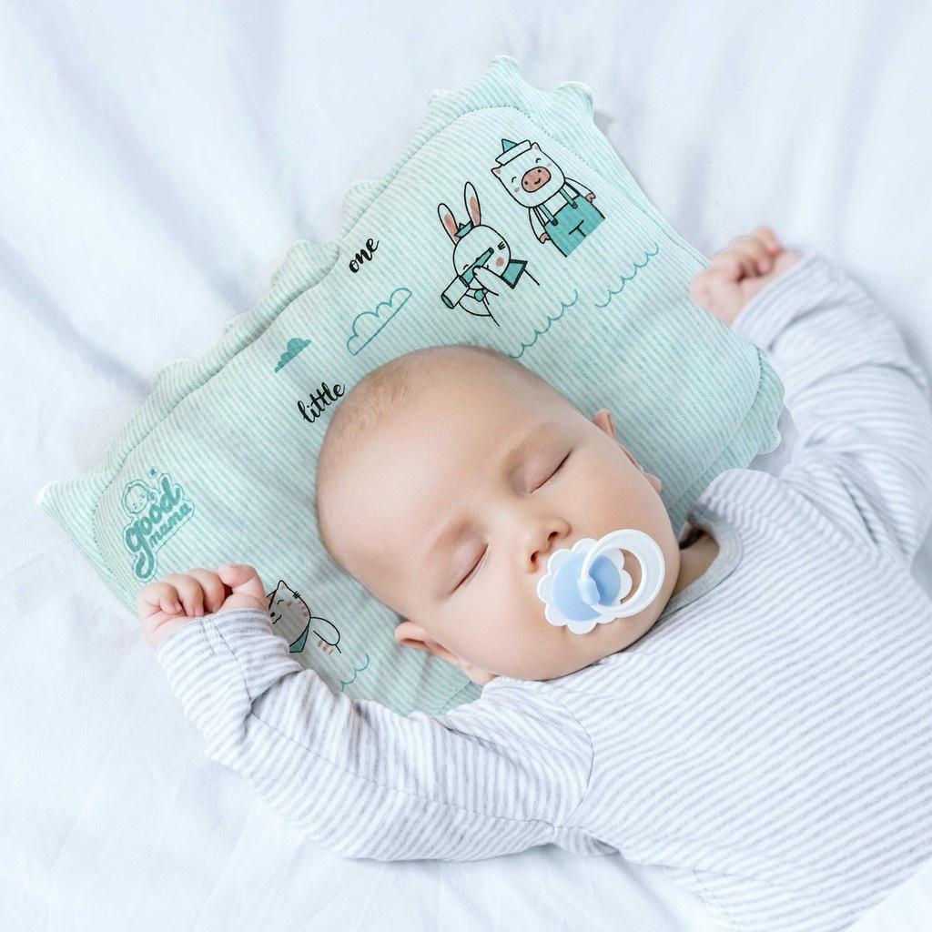 Gối Lõm Cho Trẻ Sơ Sinh Good mama 100% Cotton mềm mại, thoáng mát