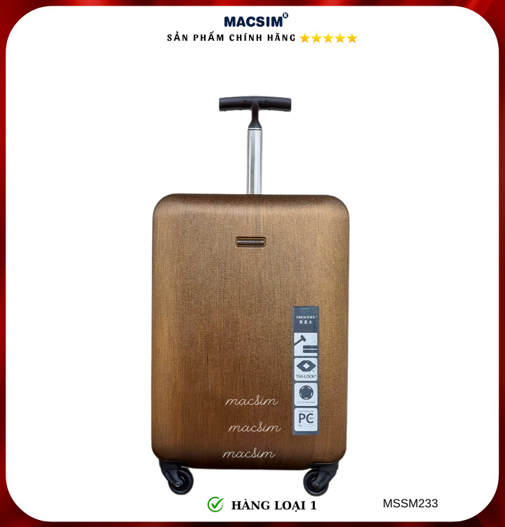 Vali cao cấp Macsim Smooire MSSM233 cỡ 21 inch - Hàng loại 1 màu đen, màu vàng, màu hồng tím
