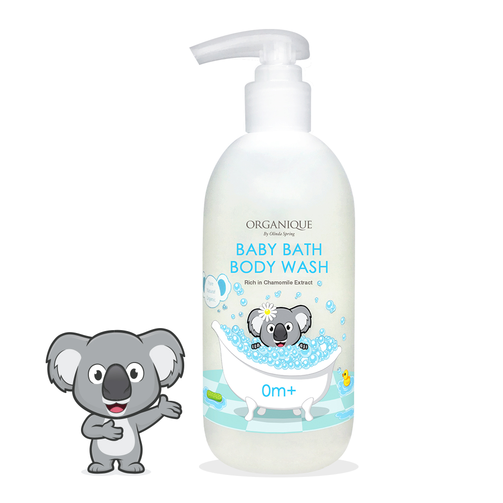 Sữa tắm dành cho bé Organique Baby Bath &amp; Body Wash (Australia) - Tặng Kèm Mút Rửa Mặt