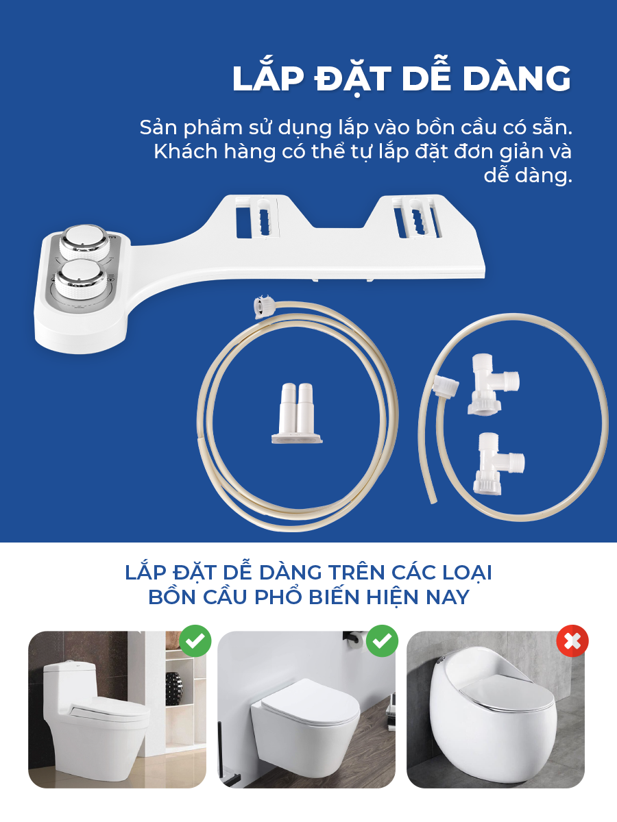 Vòi rửa xịt vệ sinh thông minh LUVA Bidet LB202, 2 Chế Độ Rửa Nóng Lạnh xuất Hàn Quốc, bảo hành 3 năm, đổi lỗi 100 ngày