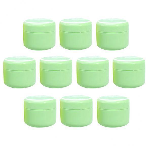 2X Refillable Plastic Empty Face Cream Cosmetic Container with Lid Green-50g