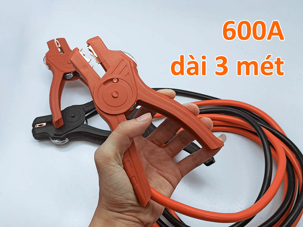 Dây câu bình ắc quy 600A dài 3m kẹp cách điện có LED