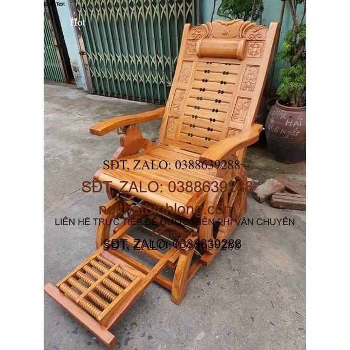Ghế lười đu đưa mát xa chân gỗ gõ đỏ
