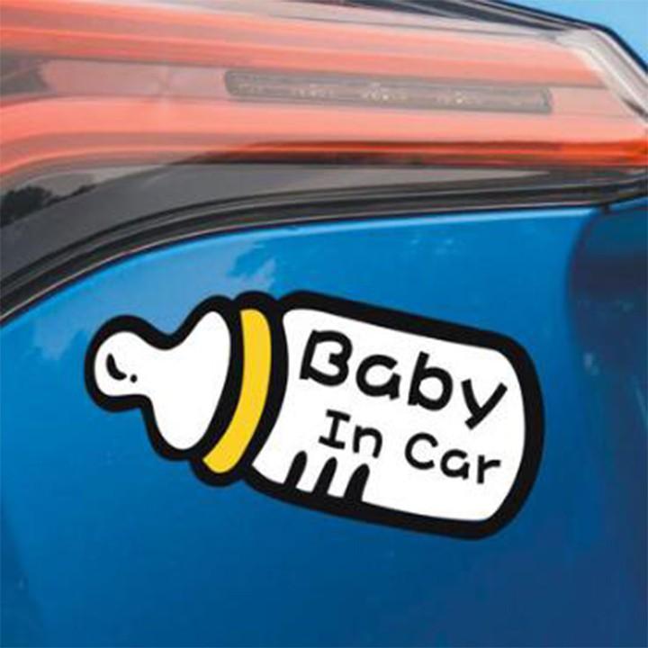 Sản phẩm Tem Decal baby in the car phản quang dán đuôi xe AC30101