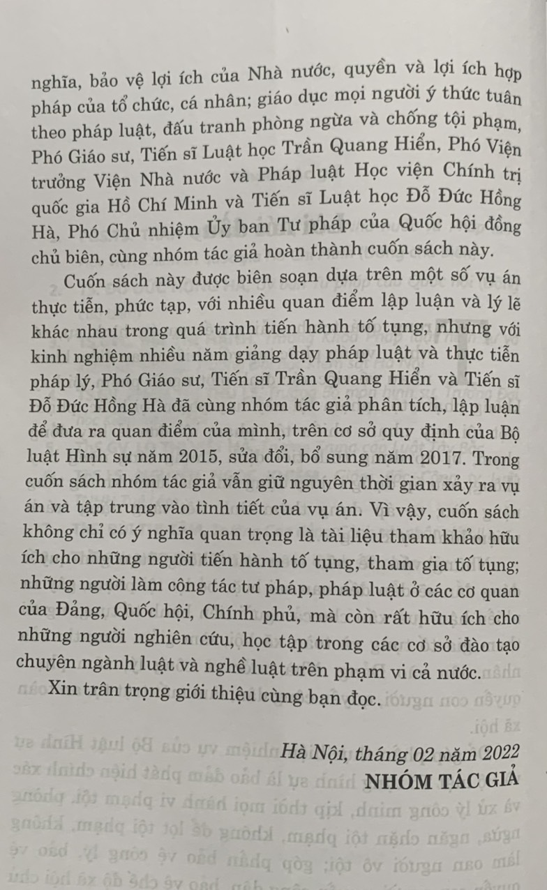 Bình luận án hình sự phức tạp, có nhiều quan điểm khác nhau trong quá trình tiến hành tố tụng và một số án lệ, quyết định giám đốc thẩm (tái bản lần thứ nhất, có sửa đổi, bổ sung)