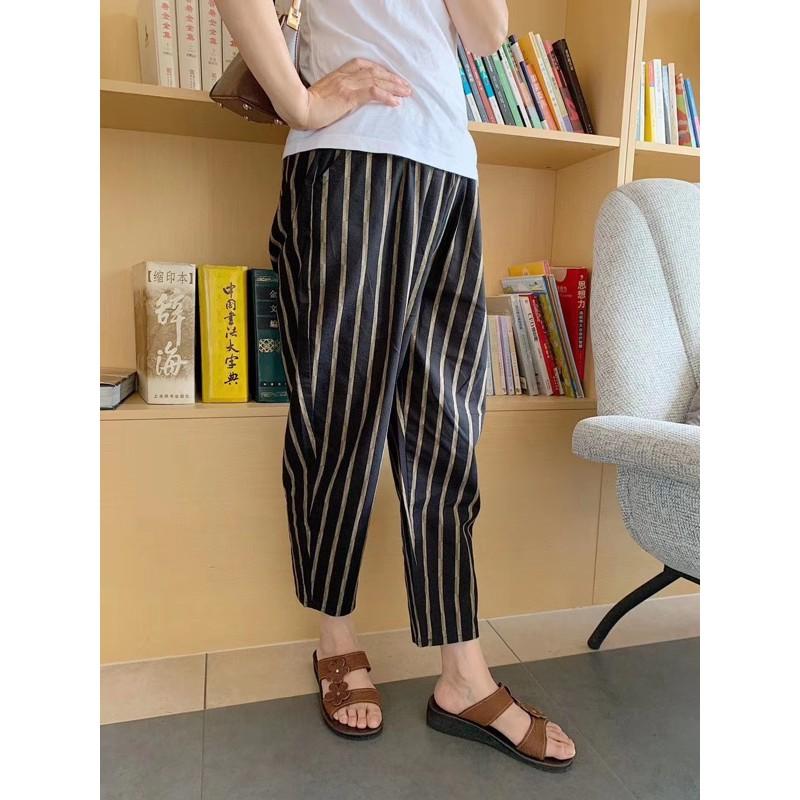 Quần đũi dáng dài, quần baggy nữ vải đũi cao cấp