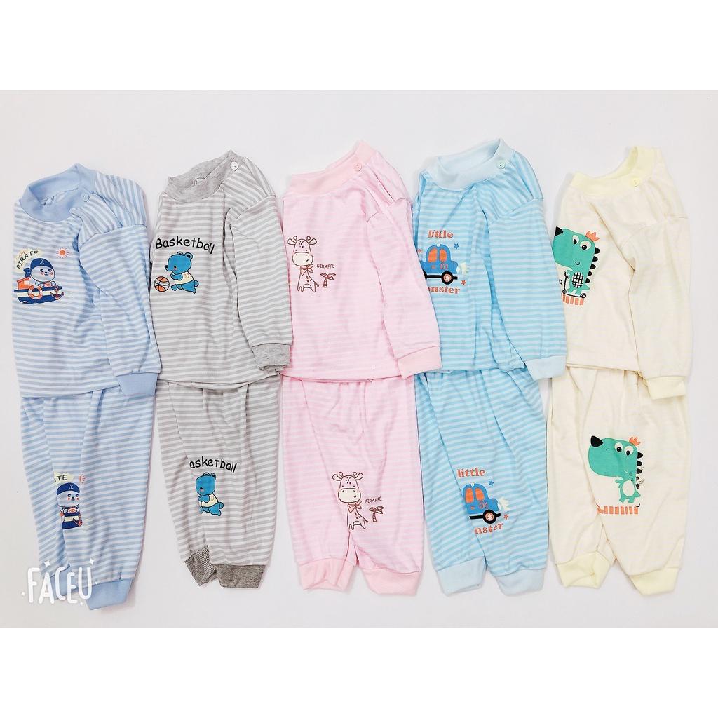 Bộ cotton nỉ kẻ vải quảng châu dài tay cho bé