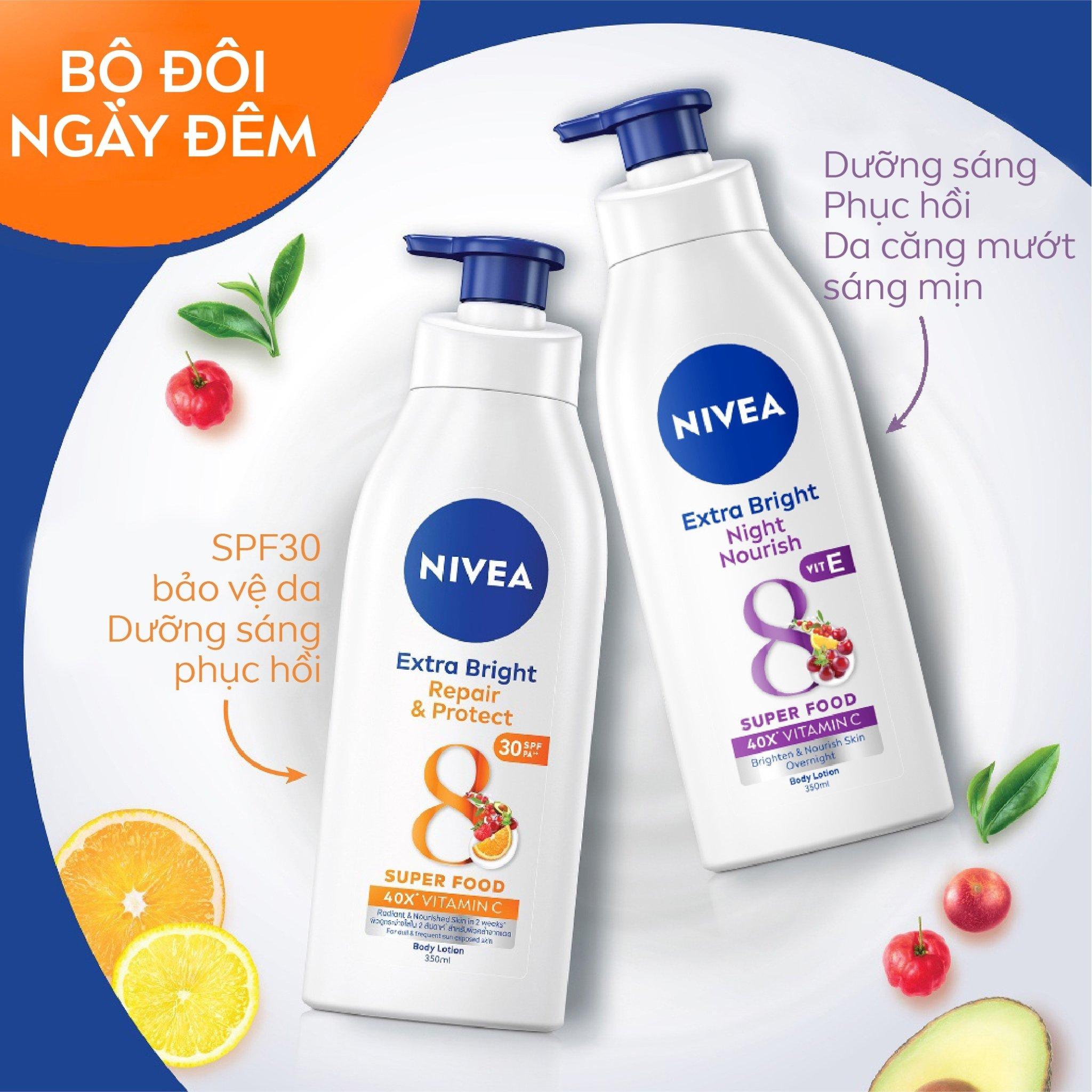 Bộ Đôi Sữa Dưỡng Thể NIVEA Phục Hồi & Dưỡng Sáng Da Ngày & Đêm - 88311+98412