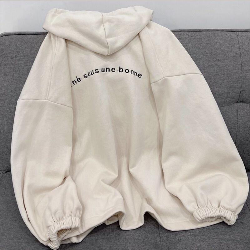 Áo khoác dây kéo nỉ lót bông logo Bò Cow thêu unisex