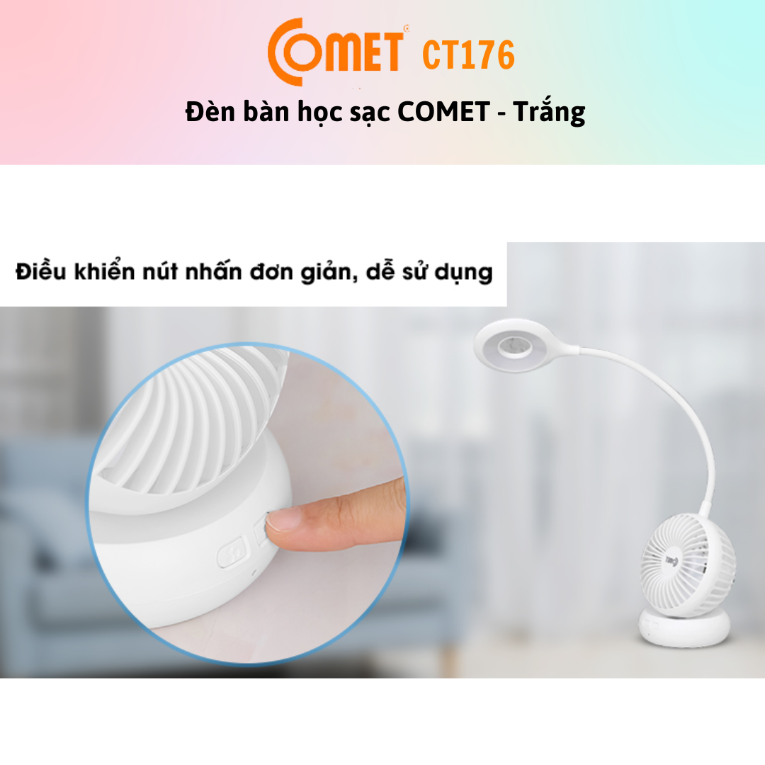 Đèn Bàn + Đèn Sạc 2 Trong 1 LED COMET CT176W - Màu