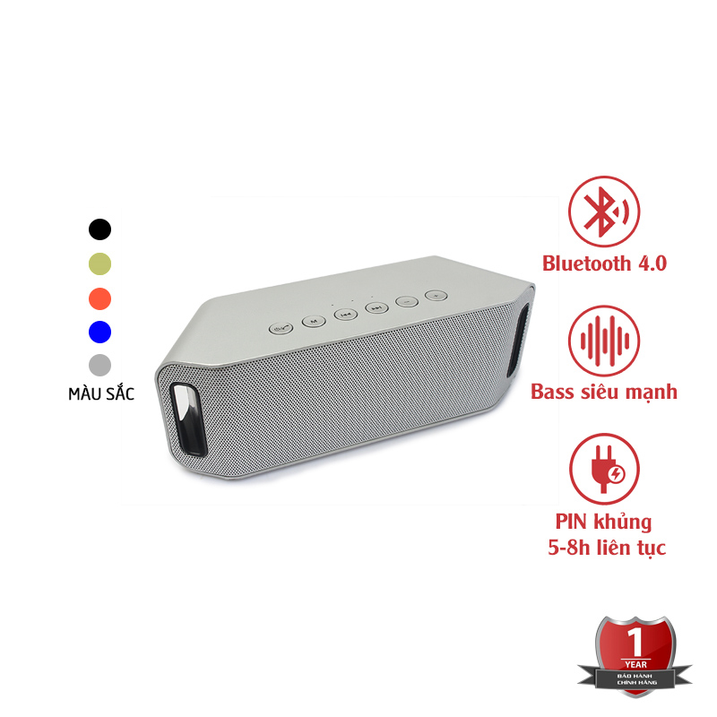 Loa Bluetooth Mini Không Dây Di Động S204 - Công suất 10W | Nghe nhạc 5-8 giờ | 2 Loa Treble + 1 Loa Bass | Âm thanh chất lượng cao | Hỗ trợ Jack 3.5mm, USB, Thẻ nhớ, FM (Nhiều màu
