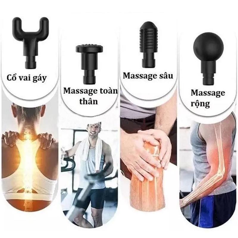 Hồ Chí Minh Máy massage cầm tay Fascial Gun cao cấp 4 đầu 6 chế độ rung - Súng massage toàn thân giảm căng cơ trị