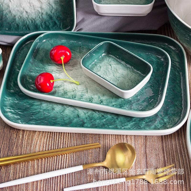 Đĩa sứ chữ Nhật Vân Đá Thạch , Đĩa sứ chữ Nhật phẳng đĩa beef steak