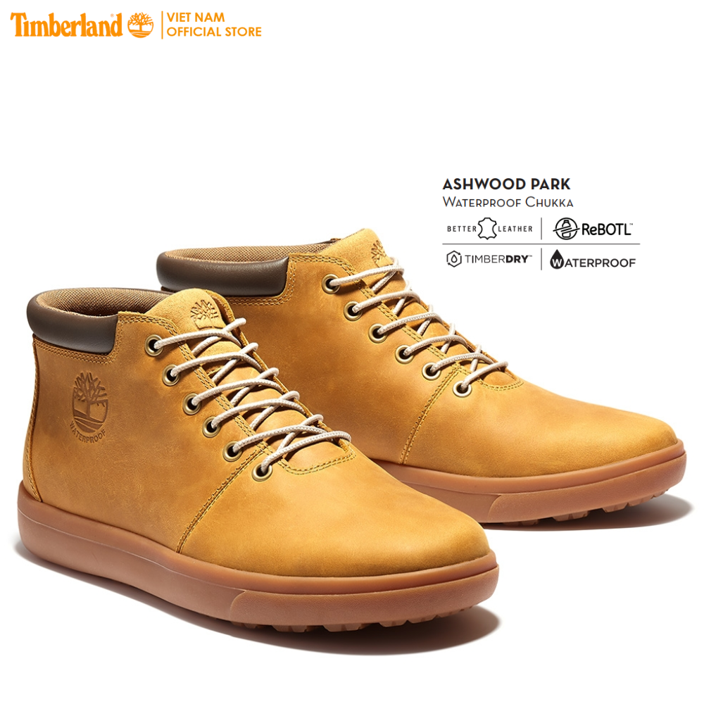 Timberland Giày Nam Boot Cổ Trung Ashwood Park Waterproof Leather Chukka Wheat Full Grain TB0A2DSC24