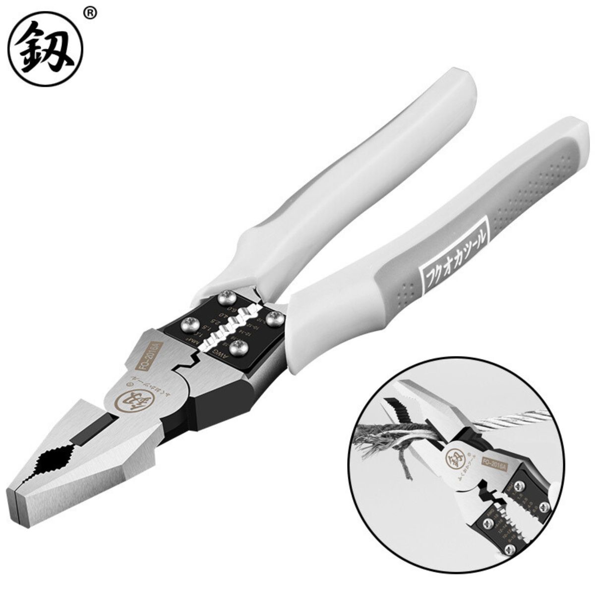 Bộ 2 kìm điện và kìm nhọn cao cấp Nhật Bản 5 trong 1 FUKOUKA 8inch/220mm Nhập Khẩu Trực Tiếp Dễ Sử Dụng và An Toàn