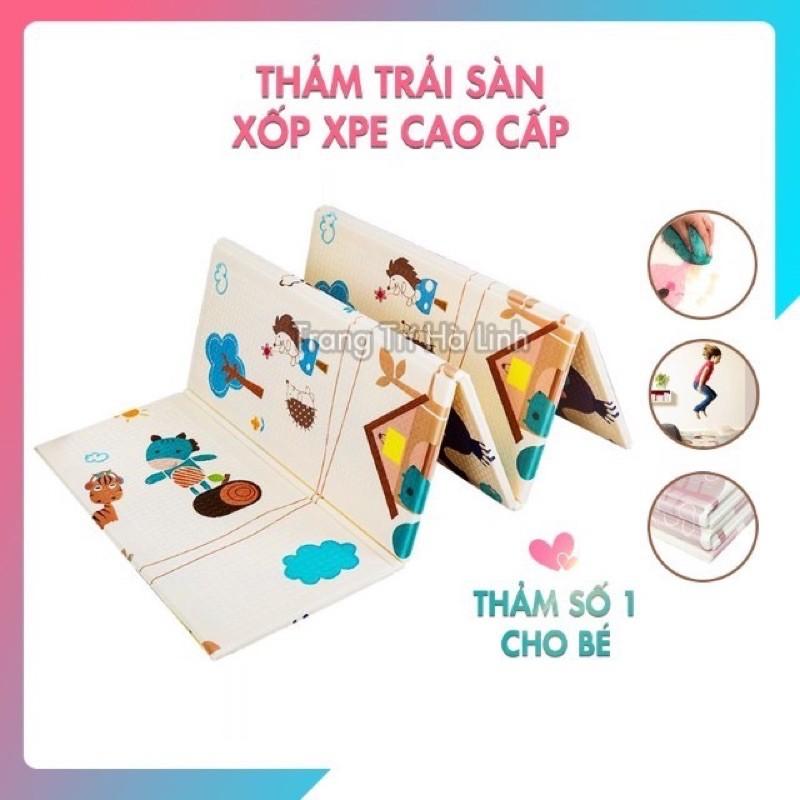 Thảm trải sàn xốp XPE 2 mặt phủ Silicone Hàn Quốc mẫu đẹp chống thấm, chống ngã,cho bé tập bò kèm túi lợi