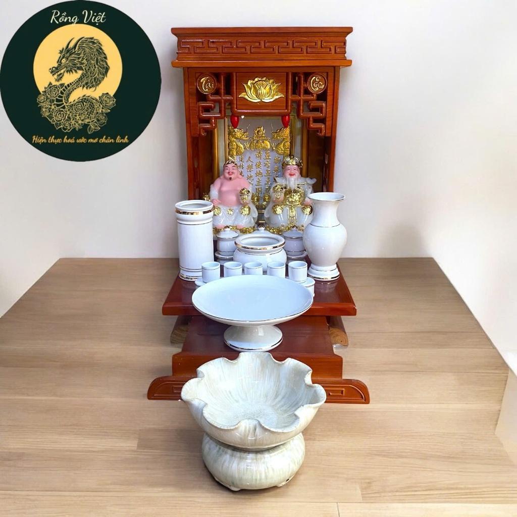 Set ban thần tài sứ trắng RỒNG VIỆT, bộ thờ thần tài đầy đủ cho gia chủ mệnh kim, thuỷ