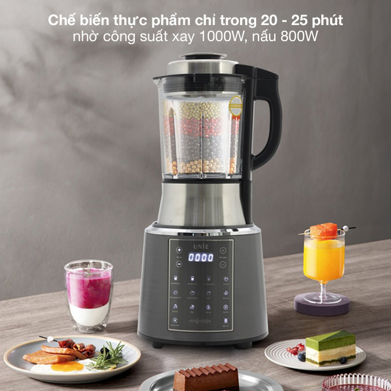 Máy làm sữa hạt xay nấu cao cấp UNIE V6S công suất 1800W dung tích 1.75L - Hàng Chính Hãng