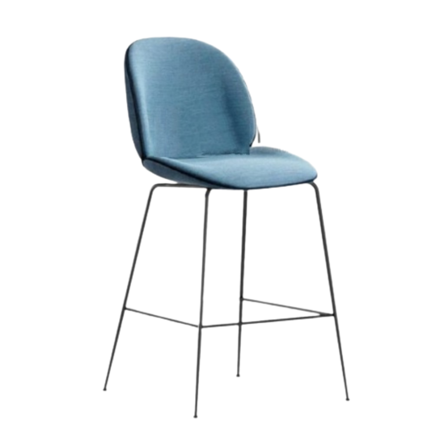 Ghế quầy bar lưng cao bọc vải màu xanh jeans Ghế bar chân cố định sắt sơn tĩnh điện Blue Jeans Color Bar Stools CB Beetle-F – Nội thất CAPTA