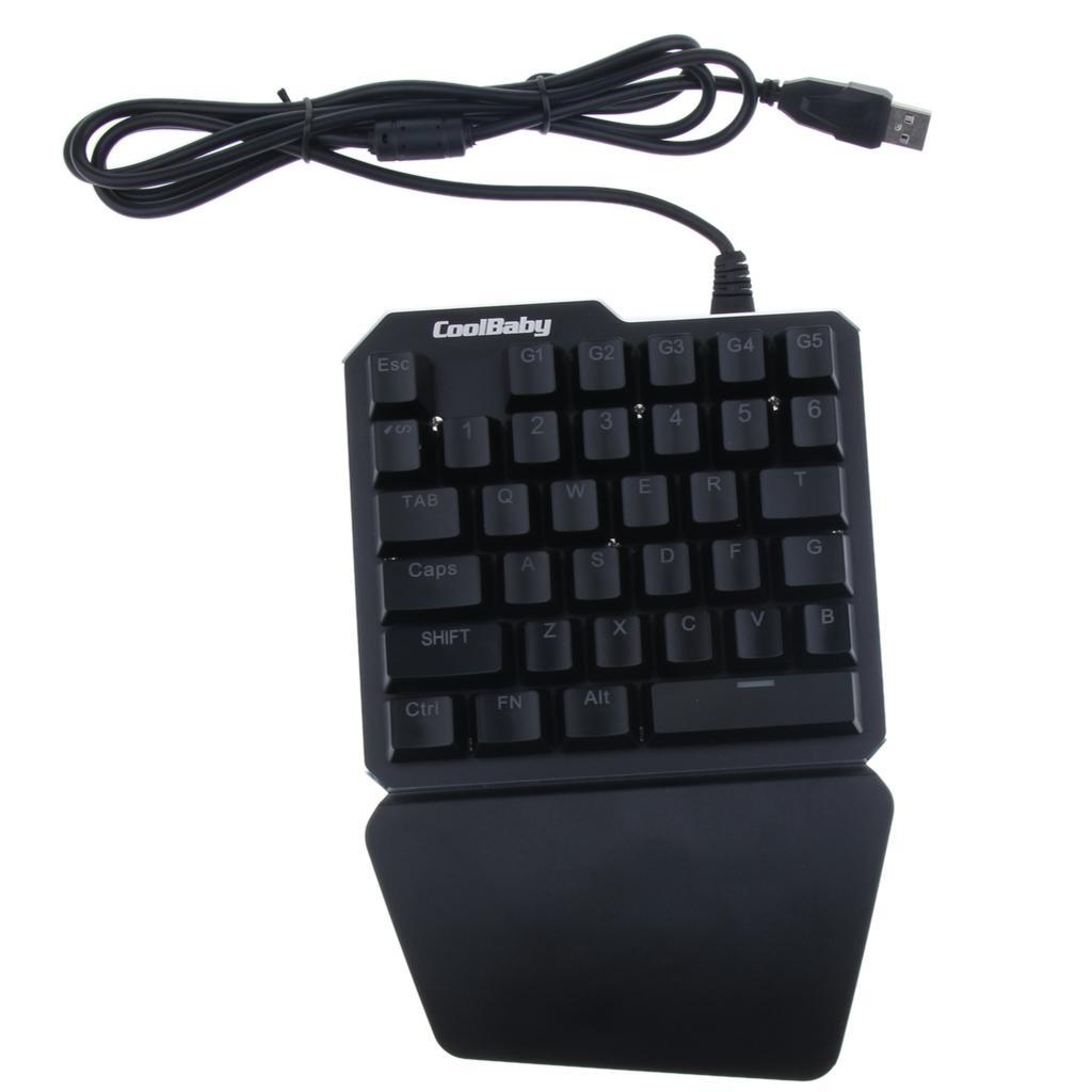 Gaming Keyboard 35 Keys 7 Colors LED Backlit   Single Hand Game Keypad