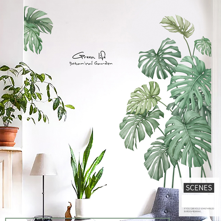 Decal trang trí chất liệu PVC loại 1 dày dặn, sắc nét, trang trí phòng khách, quán cafe- Tán lá xanh- mã sp QR9146