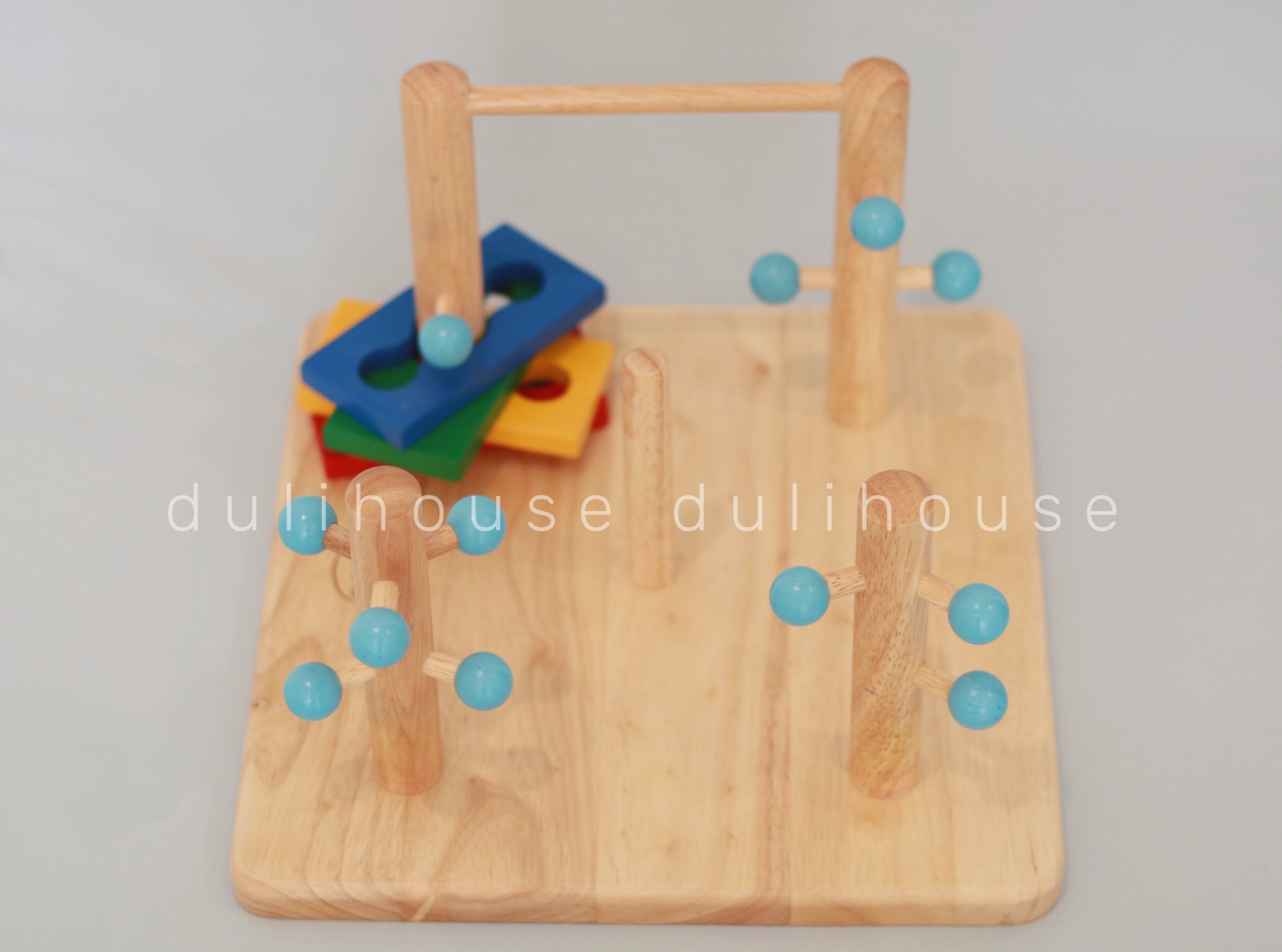 Đồ chơi gỗ phát triển vận động và tư duy - Đường luồn lý thú & Hề tháp đa năng 7 màu cho Bé - Gỗ tự nhiên an toàn