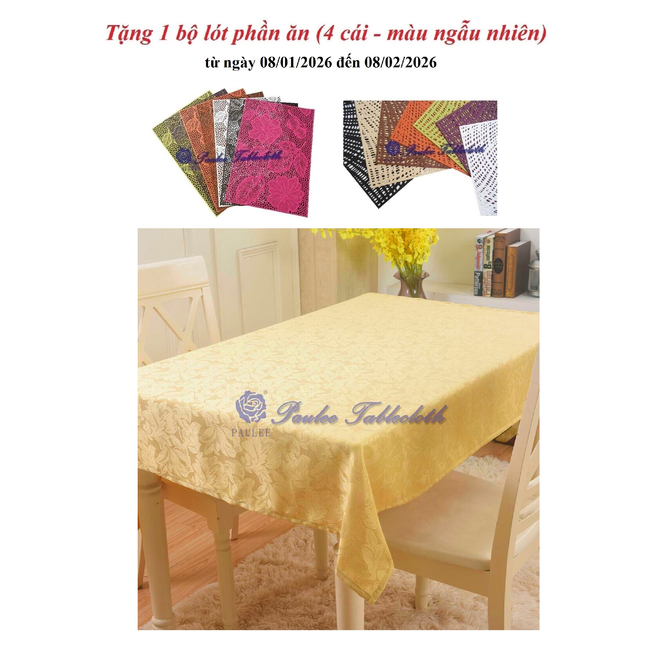 Khăn Trải Bàn PAULEE - WB 605 (135 x 180 cm) - Vải Polyester