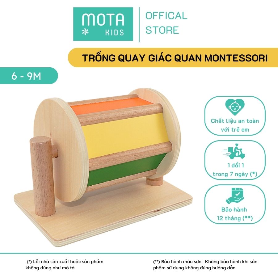 Đồ chơi Trống quay màu sắc cho bé 6-9 tháng Montessori Mota - Giữ cân bằng cơ thể - Kiểm soát lực tay - Hàng chính hãng