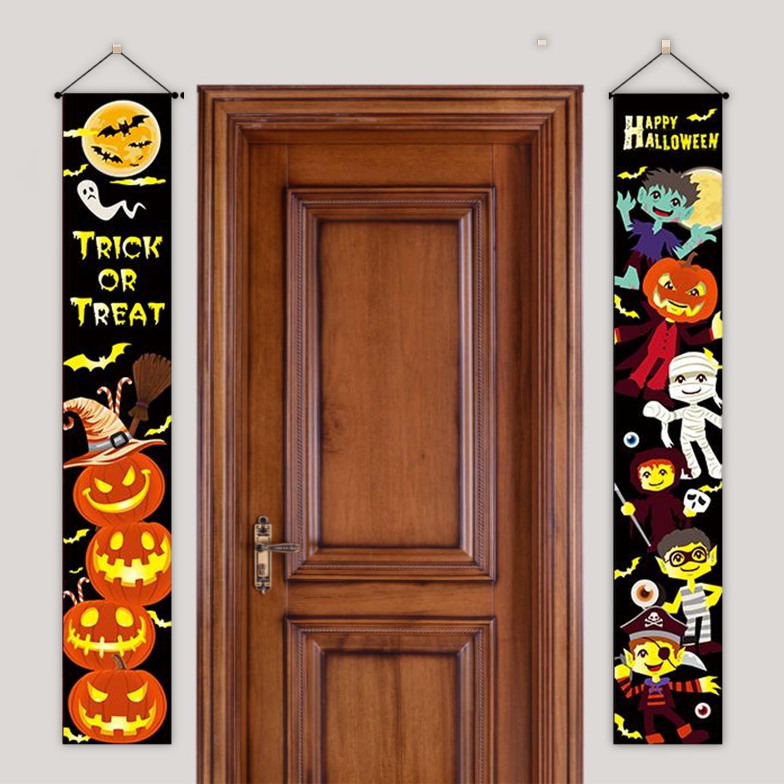 Hanging Banners Halloween Couplet Scary Decorative Sign Outdoor Flag for Party Carnival Haunted House Front Door Outside Yard
