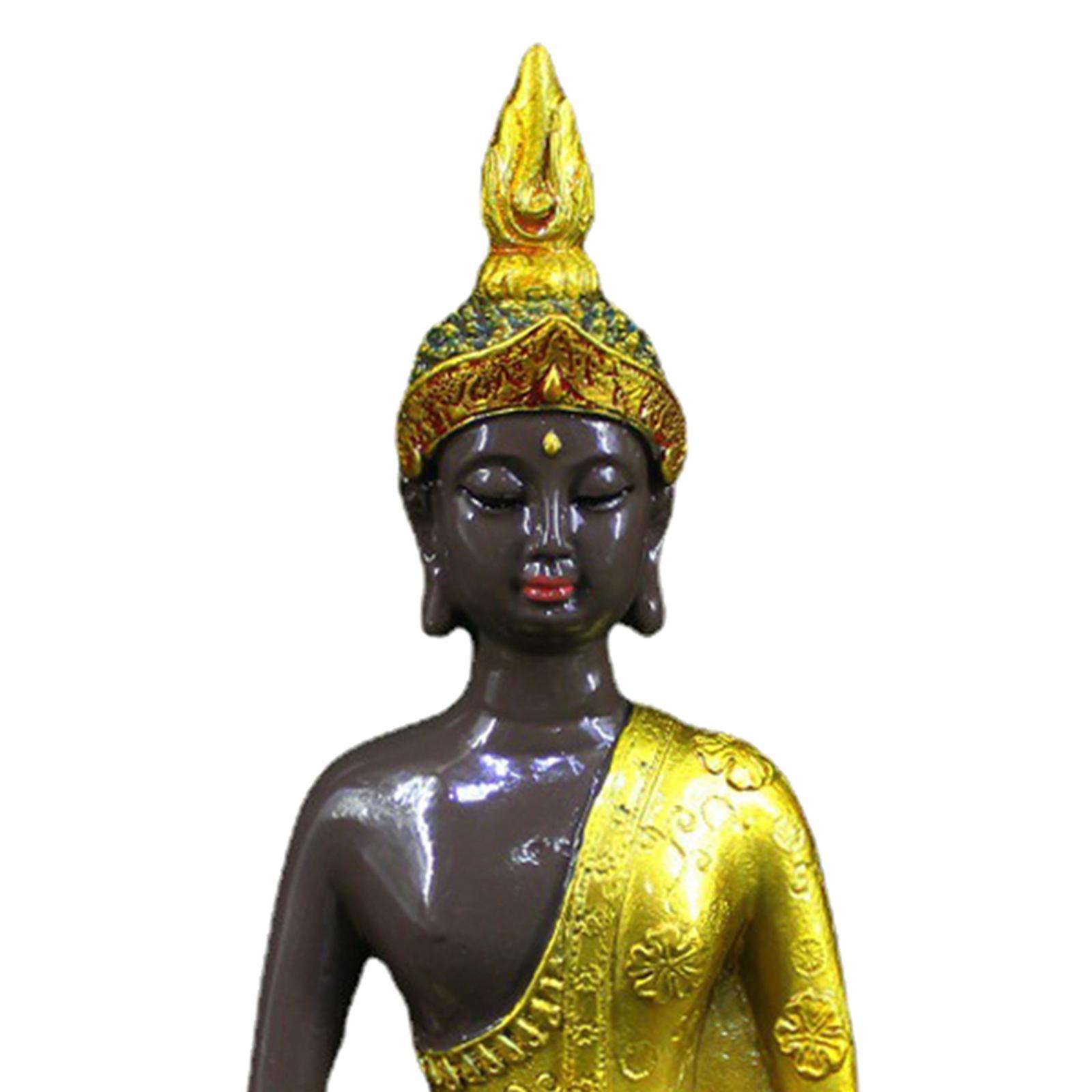 Thai Seated Buddha Statue Serene Meditating Feng Shui for Office Tabletop