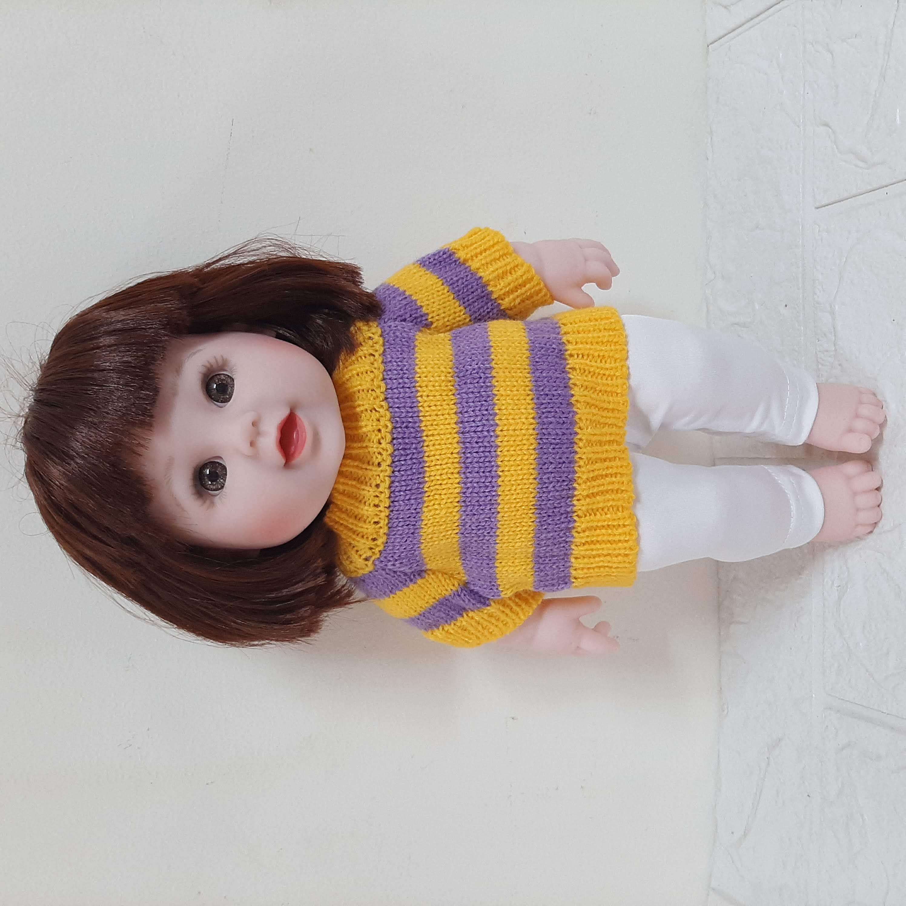 Búp Bê Bé Gái Nhựa  30 cm -12 inch Reborn Vynil Doll - Tóc Bob (Áo Len)