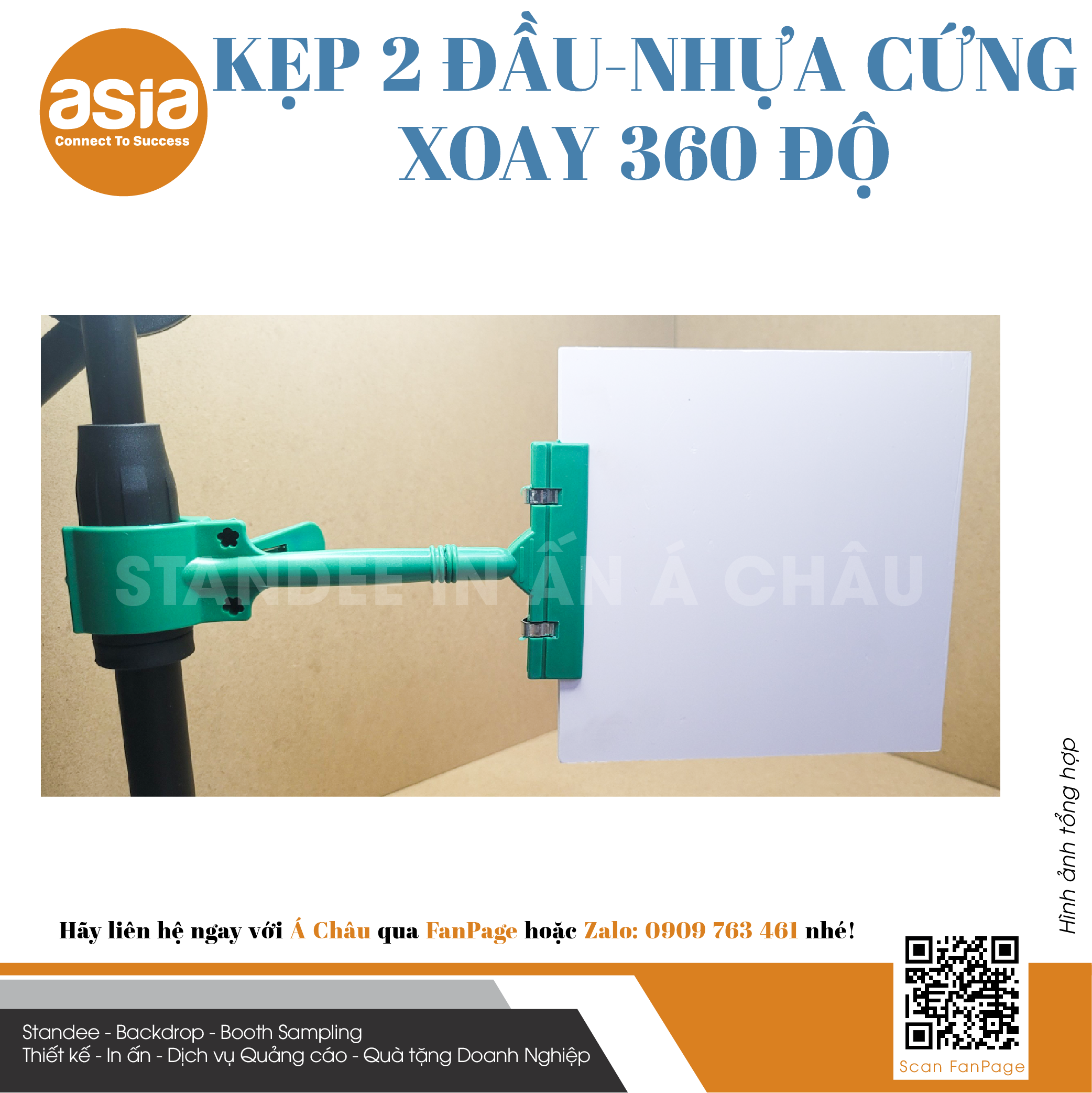 Kẹp wobbler 2 đầu thẳng, xoay 360 độ, Giao màu ngẫu nhiên