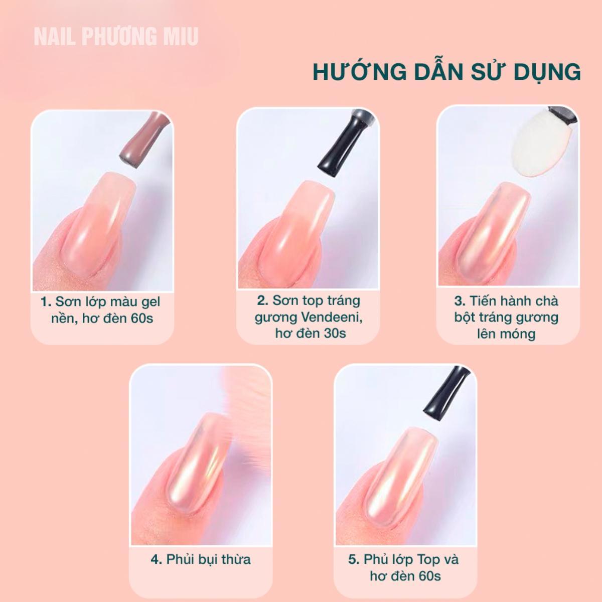 Combo 3 Chai Top Loang (Tím), Top Chà Tráng Gương, Top Lì Không Lem VENDEENI Cao Cấp Làm Nail